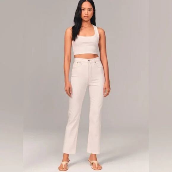 Abercrombie Fitch Ankle Straight Ultra High Rise Jeans 27/4 White - Picture 2 of 5